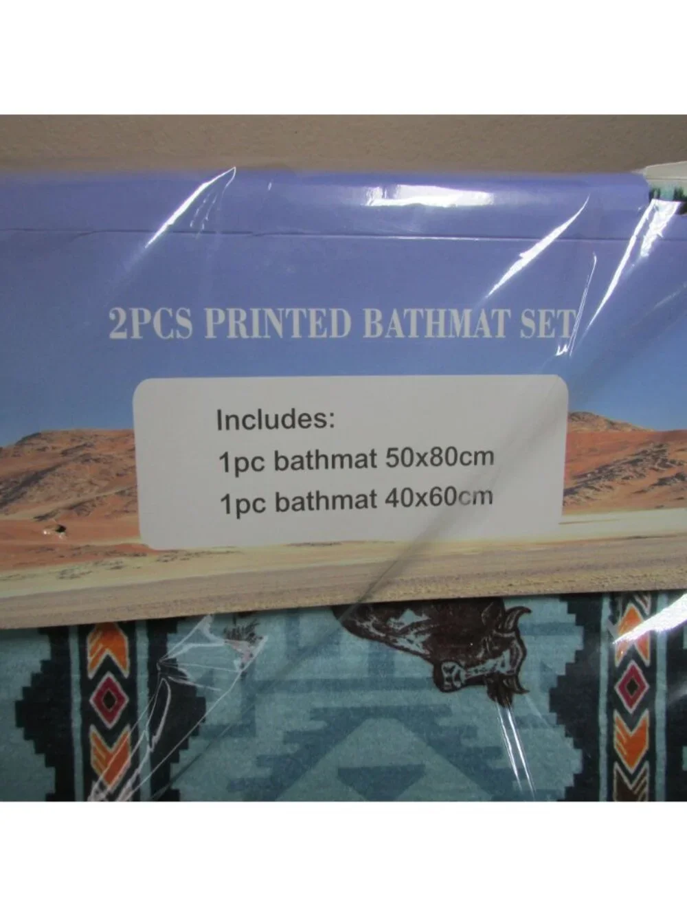 2 Pc Cow Western Print Bath Rug Set